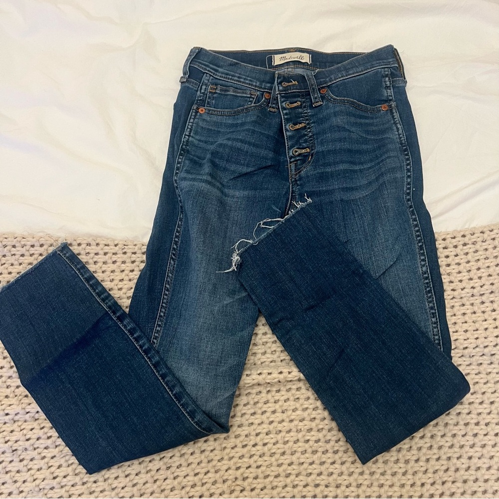 Madewell 10” High Rise Skinny Crop (Raw Hem), Blue, Sz 24